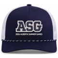 Navy and white cap with 'ASG 2026 Alberta Summer Games' text on a white background