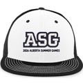 White and black cap with 'ASG 2026 Alberta Summer Games' text on a white background