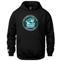 Black Hoodie with 2026 Alberta Summer Games Logo on Front and Charge Ahead Logo above the right cuff