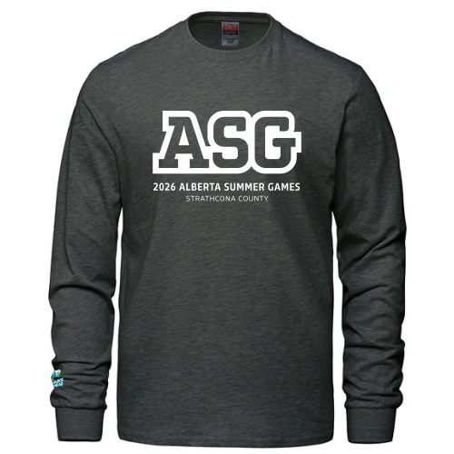 Dark Gray t-shirt with ASG 2026 Alberta Summer Games Logo on Front