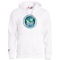 White Hoodie with Round Alberta Summer Games Logo Full Front & Charge Ahead Logo Above Right Cuff