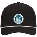 Black cap with round 2026 Alberta Summer Games Logo on a PVC Patch, Sewn 