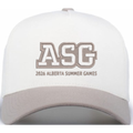 White cap with 'ASG 2026 Alberta Summer Games' text on a white background