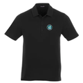Black polo with round 2026 Summer Games logo printed left chest. 