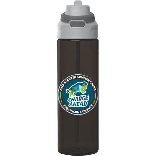 Black Water Bottle with Round Alberta Summer Games Logo 